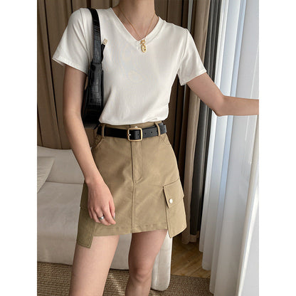 Damen Utility-Rock Hochbund mit Taschen Eveloria
