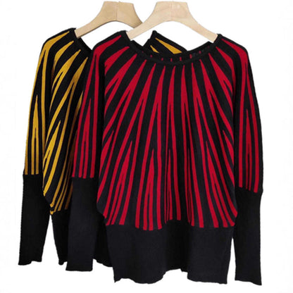 Damen Strickpullover Asymmetrisches Linienmuster Eveloria