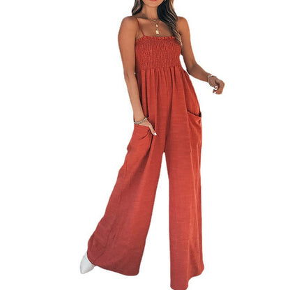 Damen Jumpsuit Weites Bein Elastisch Eveloria