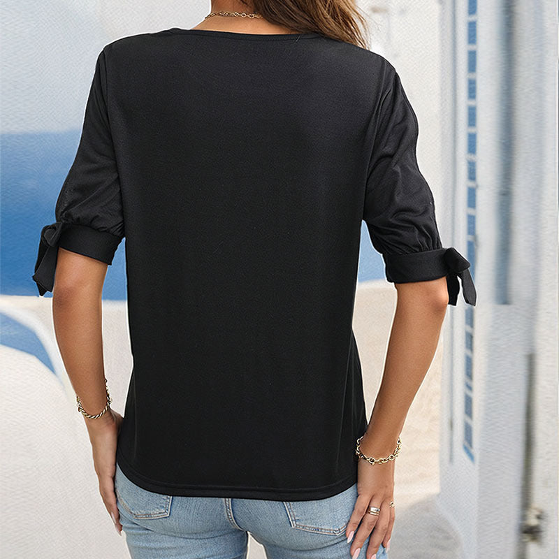 Damen Oberteil Rüschendetails Knopfdesign Eveloria