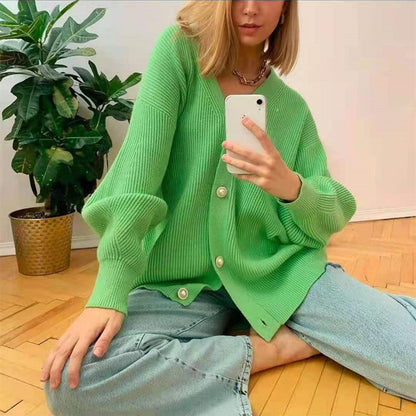 Damen Oversized Strickjacke Eveloria Großgemeinte Wolljacke