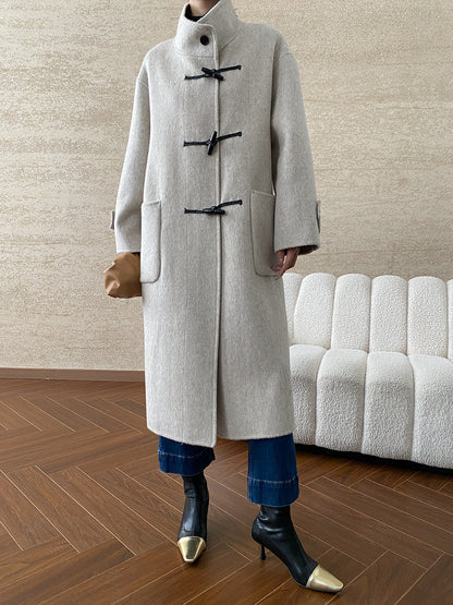 Damen Duffle-Coat Lang Weiches Material Eveloria