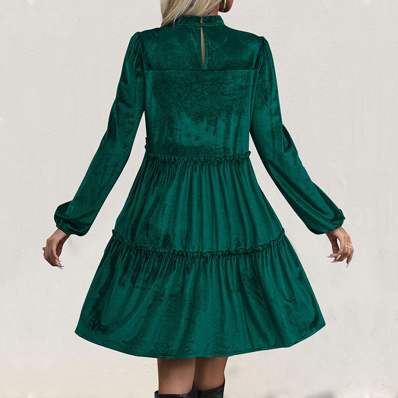 Damen Midikleid Voluminöse Rüschen Eleganter Bund Eveloria