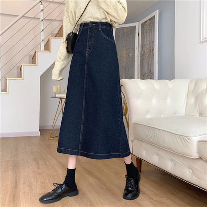 Damen Hochtailli Denim-Midi-Rock Eveloria
