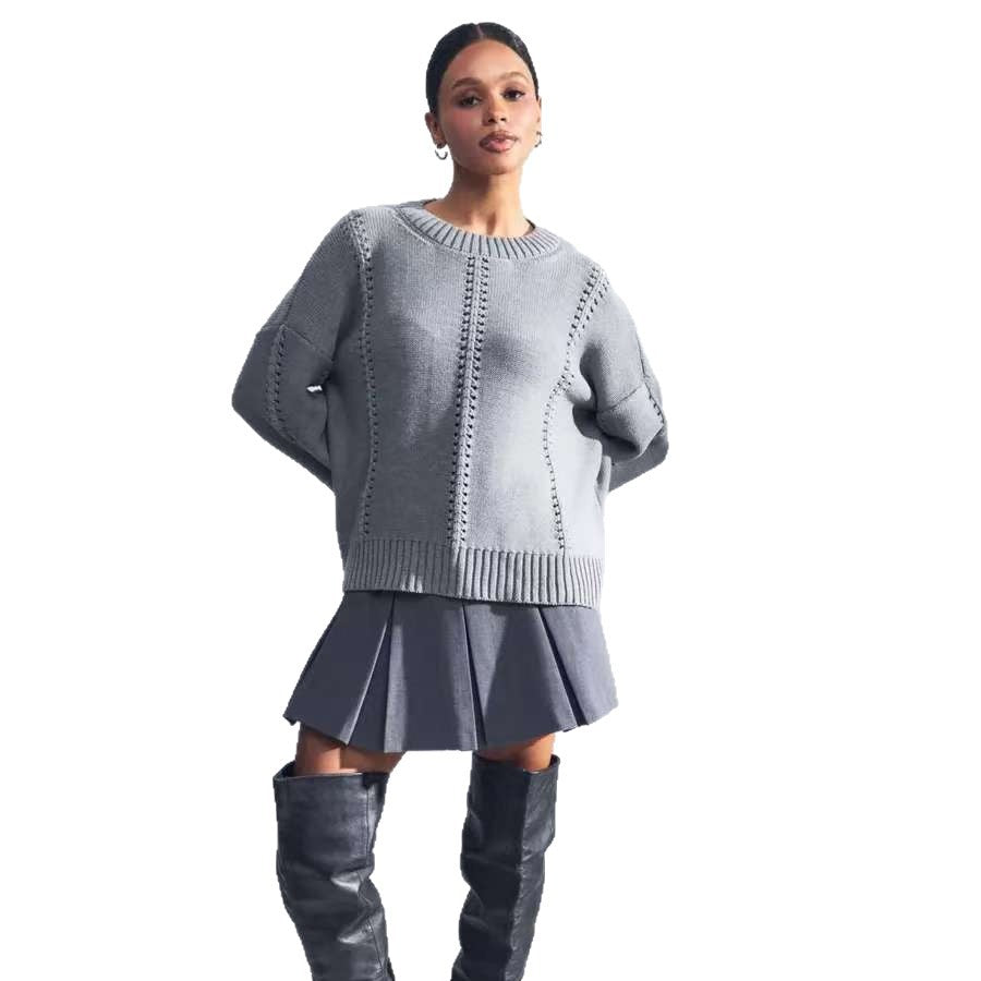 Damen Strickpullover Luftiger Strick Freizeit