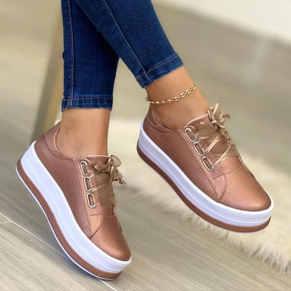 Eveloria Damen High Plateau Sneaker Gold