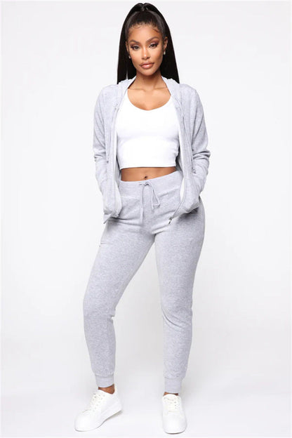 Damen Fleece-Jogginganzug Elastisch Hochschließend Eveloria