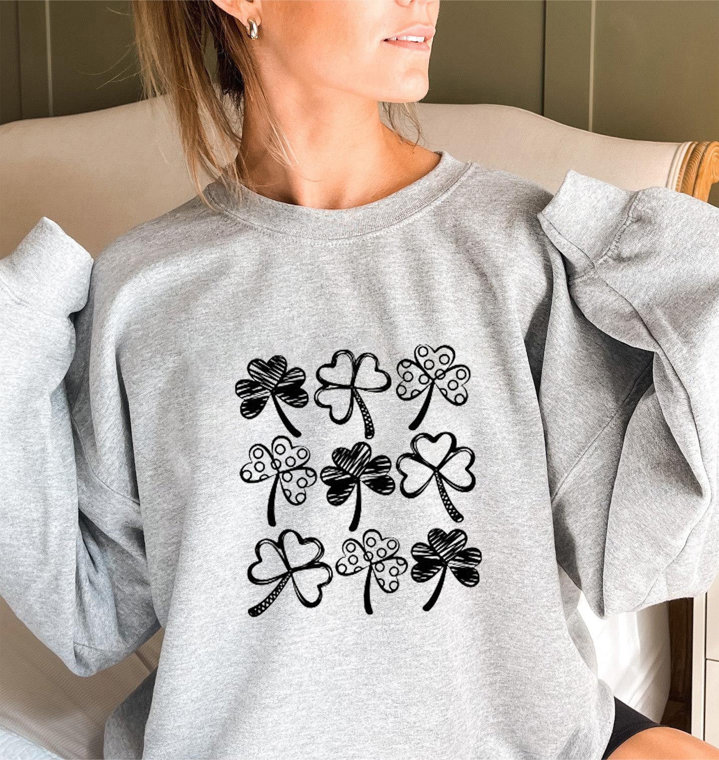 Damen Sweatshirt Kleeblatt-Motiv Eveloria