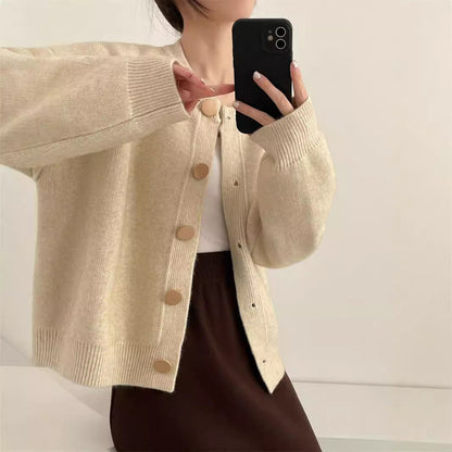 Damen Strickjacke Kuschelig Knopfdesign Modern Eveloria