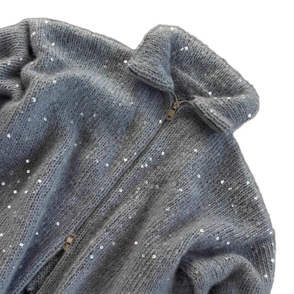Damen Strickmantel mit Pailletten Glitzernd Eveloria