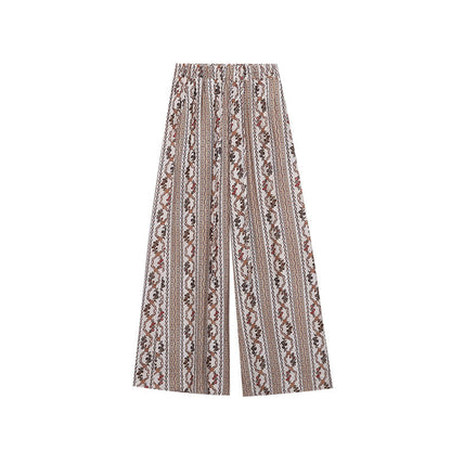 Damen Palazzohose Geometrisches Muster Elastischer Bund