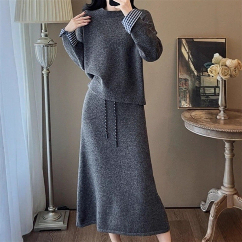 Damen Strickkleid mit Abnehmbarem Kragen und Tunnelzug Eveloria