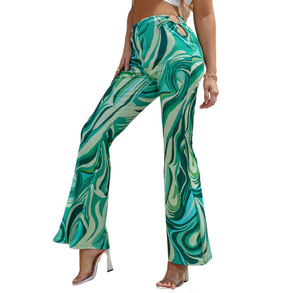 Damen Palazzo-Hose Wellenmuster Eveloria