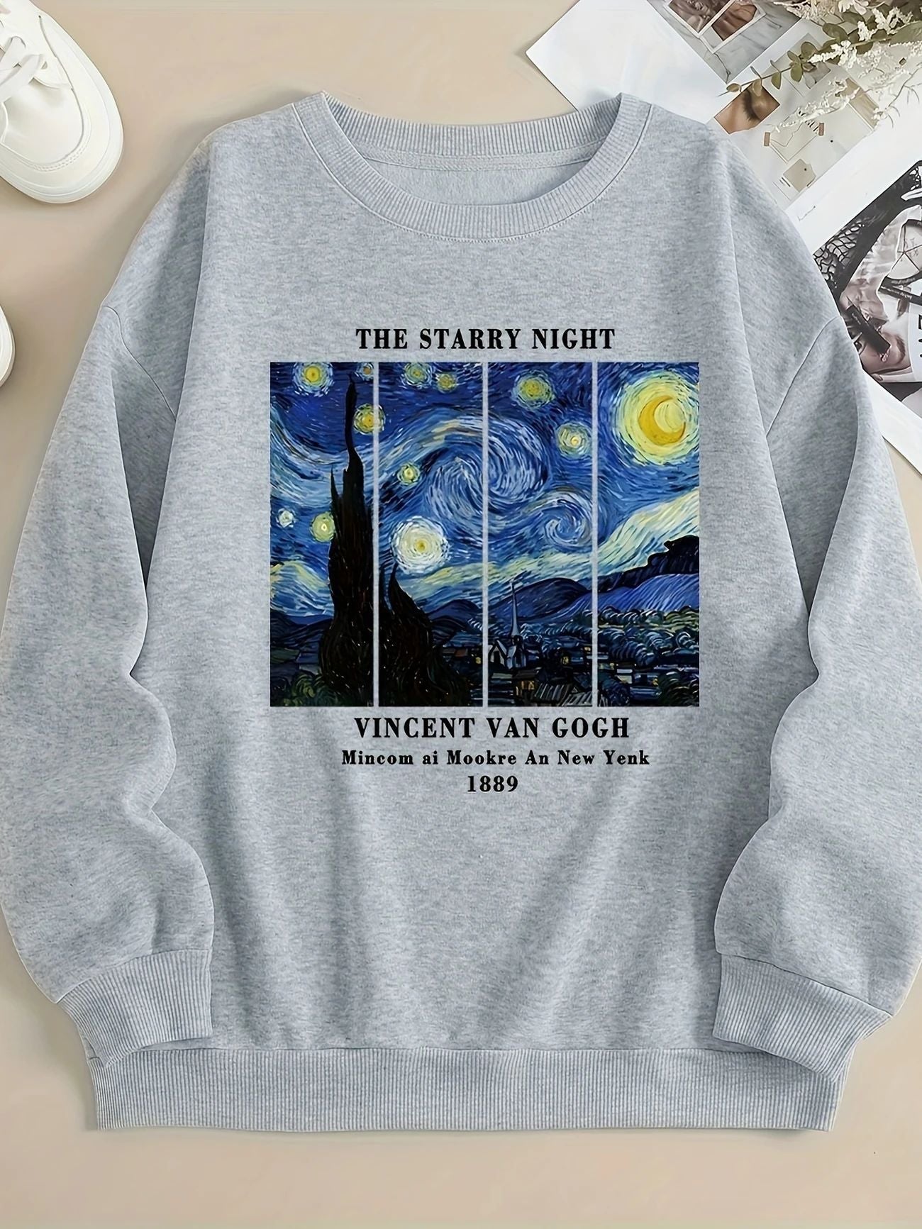 Damen Sweatshirt Van Gogh Motiv Moderner Druck