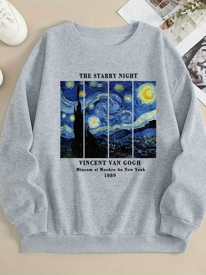 Damen Sweatshirt Van Gogh Motiv Moderner Druck
