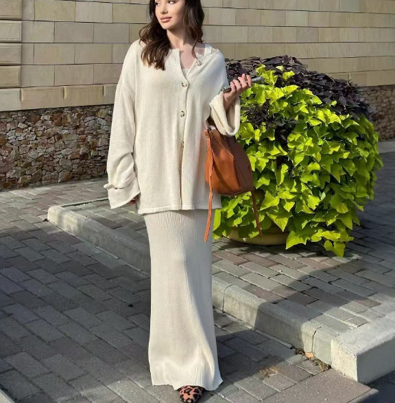 Damen Strickkleid mit Cardigan Überwurf Elegant