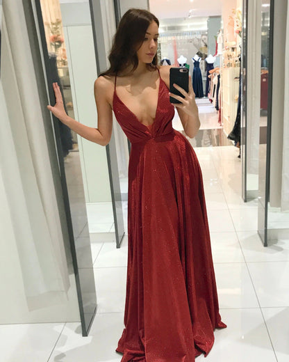 Eveloria Damen Abendkleid V-Ausschnitt Fließend