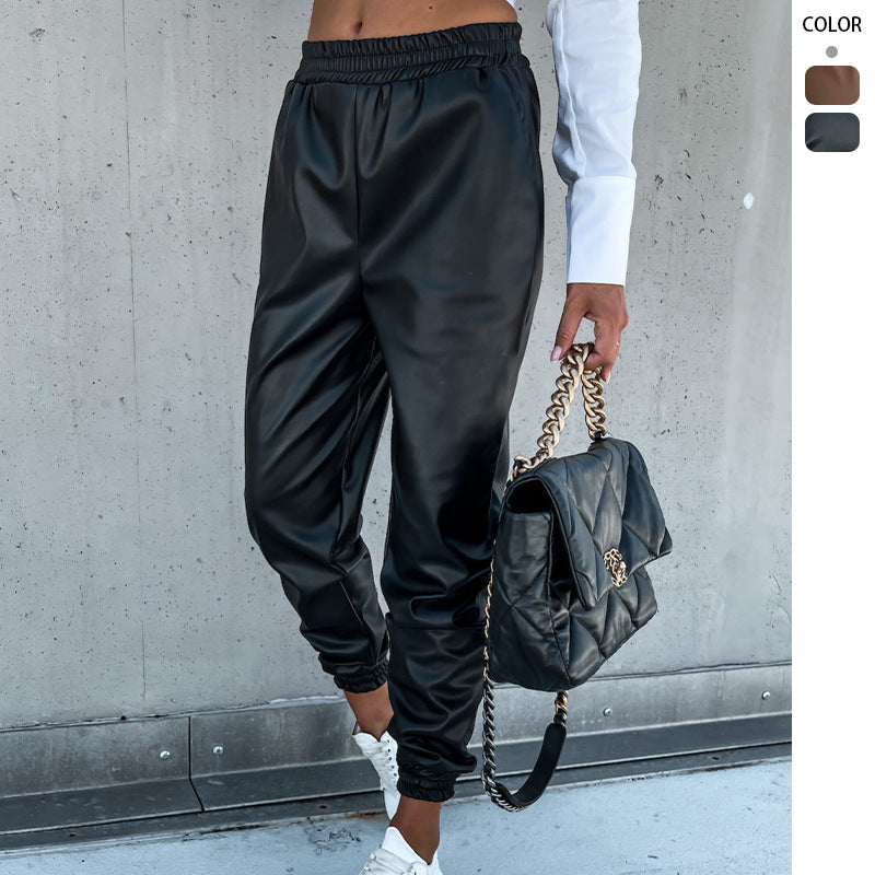 Damen Jogginghose Elastischer Bund Praktische Taschen Schwarz Eveloria - Eveloria