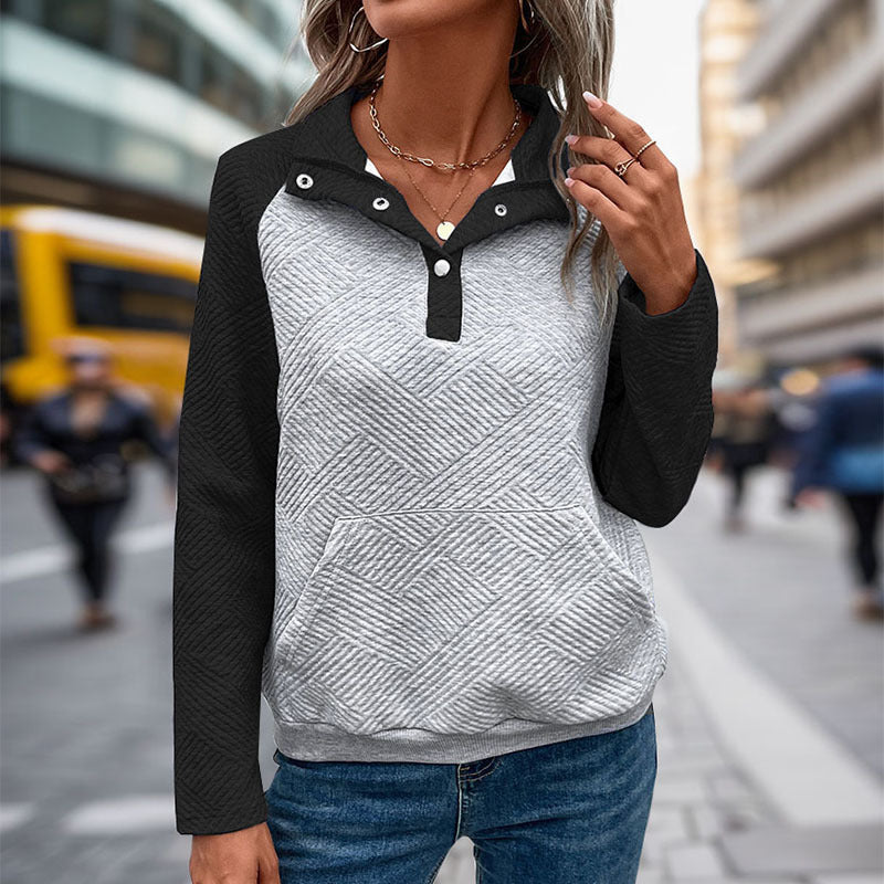 Damen Pullover Strukturiertes Design Knopfleiste Eveloria