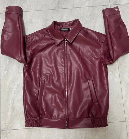 Damen Lederjacke Lässig Großer Kragen Eveloria