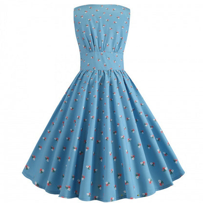 Damen A-Linien Kleid Floralmuster Knöpfe Eveloria