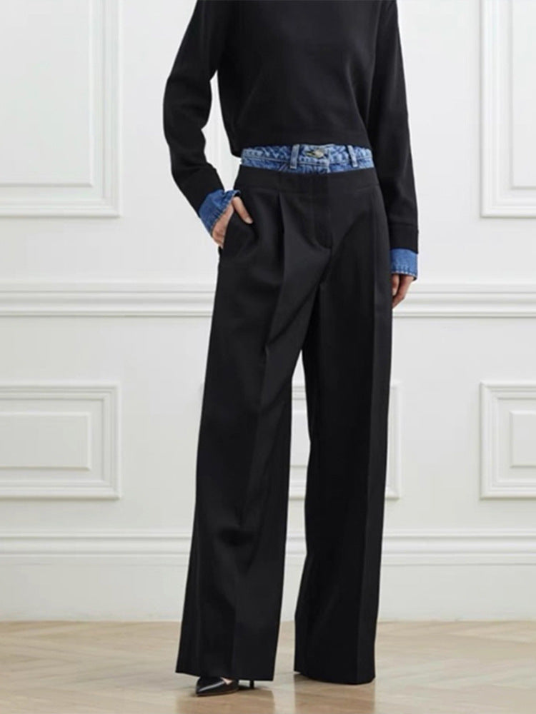 Damen High-Waist-Stoffhose Weit geschnitten Eveloria