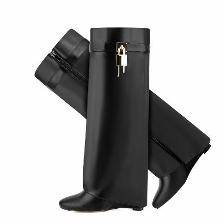 Damen Über-Die-Knie-Stiefel Skulpturales Design Eveloria