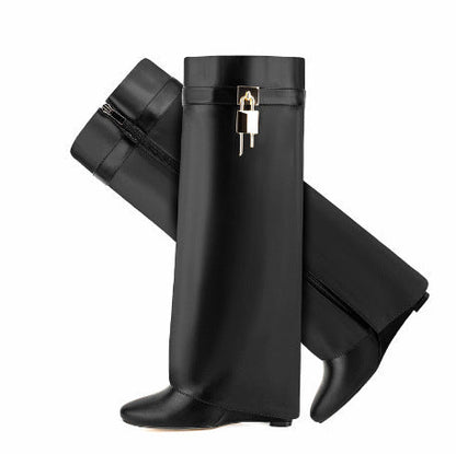 Damen Über-Die-Knie-Stiefel Skulpturales Design Eveloria