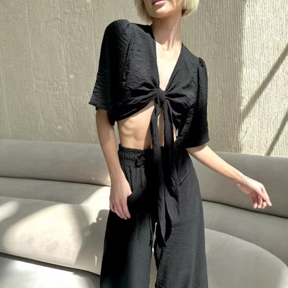 Damen Crop- und High-Waist-Hose Set