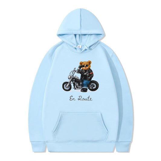 Damen Kapuzenpullover Bärenmotiv Lässig Grau Eveloria - Eveloria