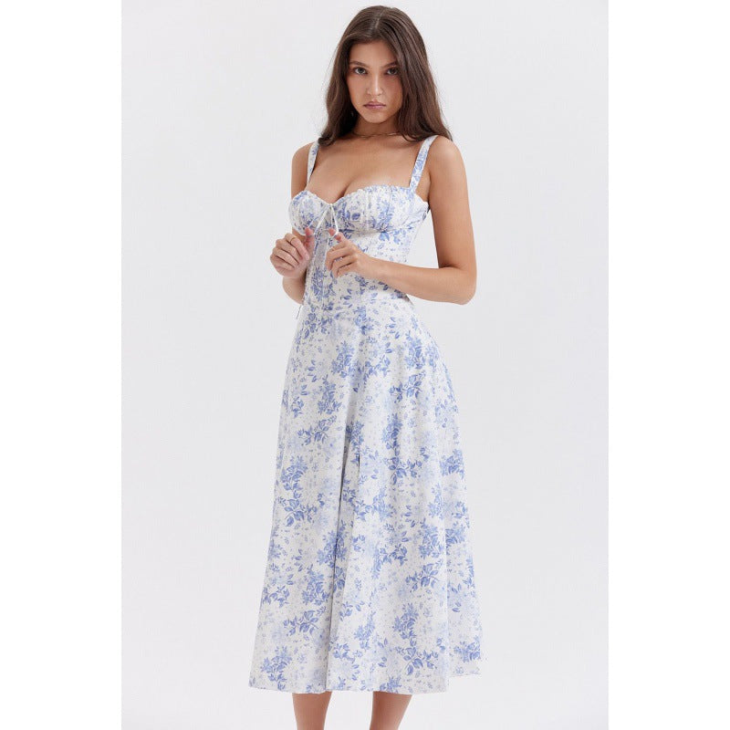 Damen Maxikleid Schulterfrei Rüschendetail Romantisch