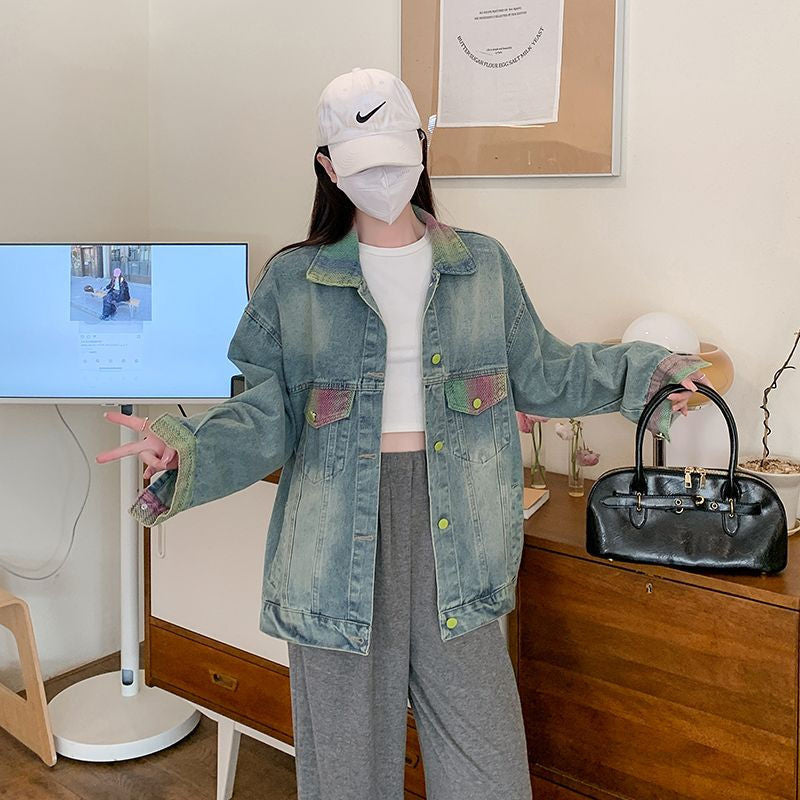 Damen Oversized Denimjacke Bunt Eveloria