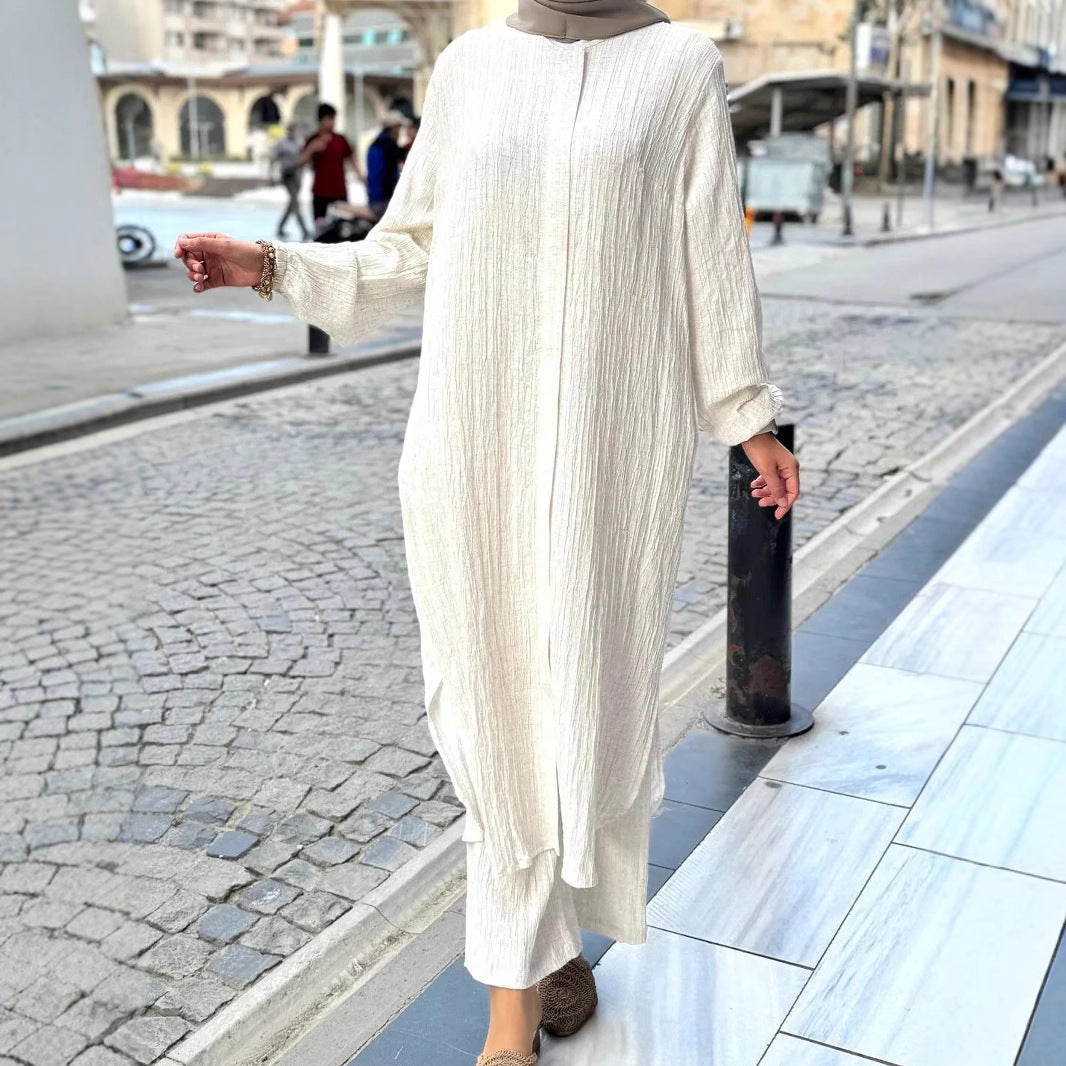 Damen Langarmkleid Rüschensaum Struktur Eveloria - Eveloria