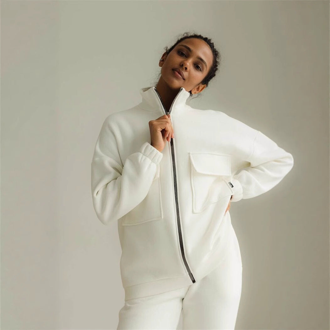 Damen Kapuzenpullover Reißverschluss Taschen Eveloria - Eveloria