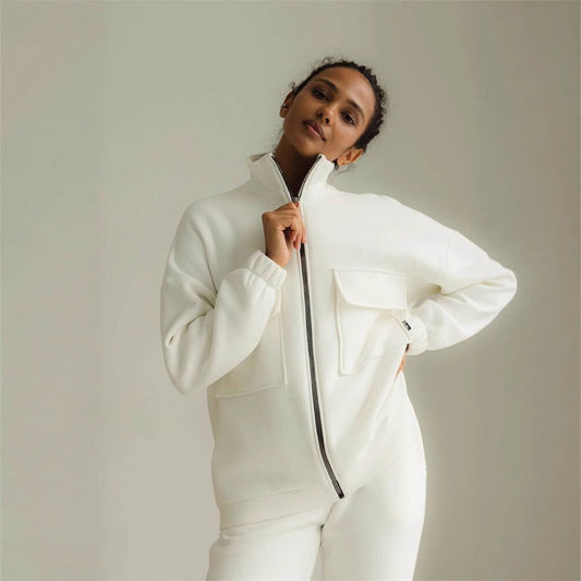 Damen Kapuzenpullover Reißverschluss Taschen Eveloria - Eveloria