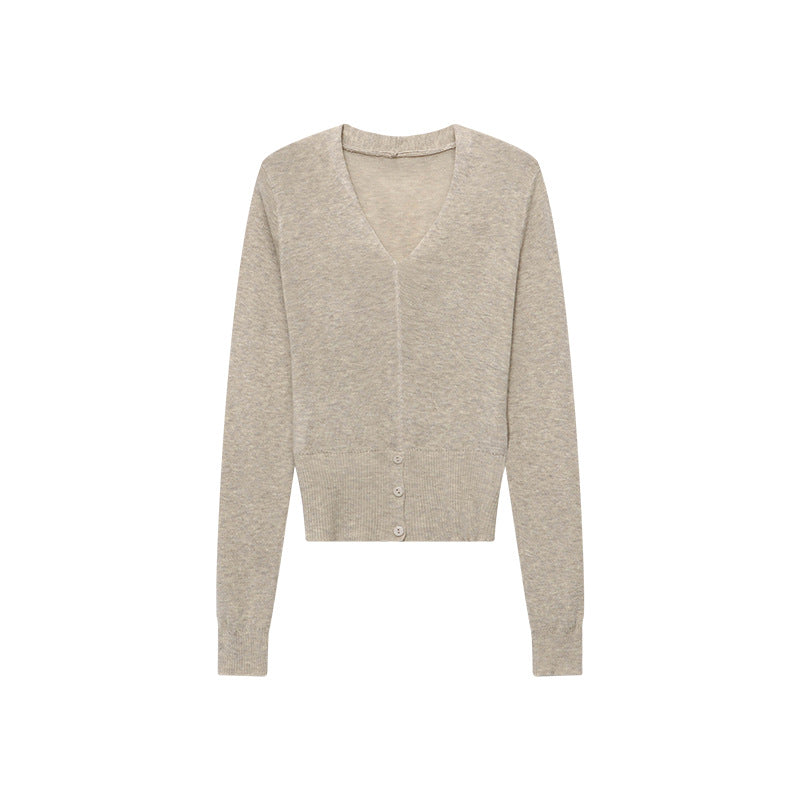 Damen Strickpullover V-Ausschnitt Feinripp mit Knöpfen und schmalen
