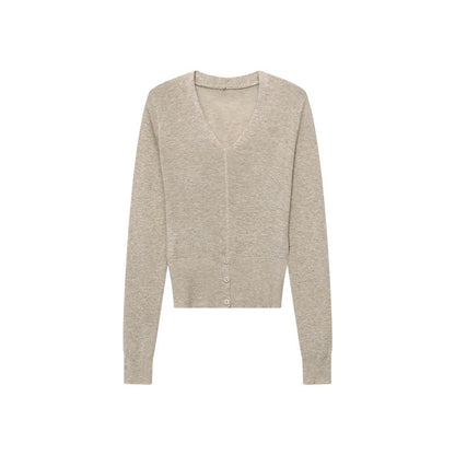Damen Strickpullover V-Ausschnitt Feinripp mit Knöpfen und schmalen