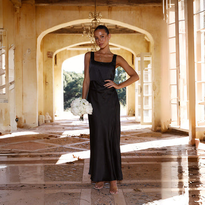 Damen Maxikleid mit seitlichem Schlitz und schmalen Trägern