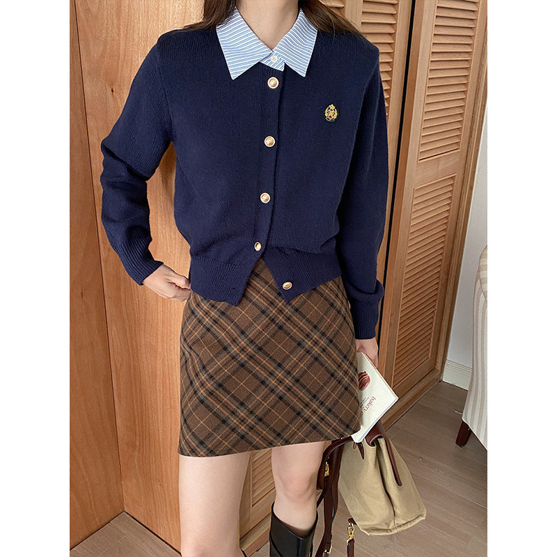 Damen Cardigan mit Kragen und Knöpfen Eveloria - Eveloria