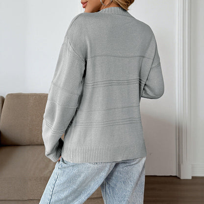 Damen Pullover V-Ausschnitt Offene Schulter Eveloria