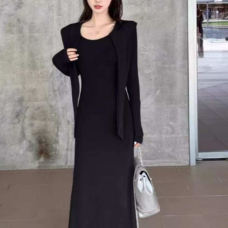 Damen Taillenkleid Kordelzug V-Ausschnitt Elegantes Design