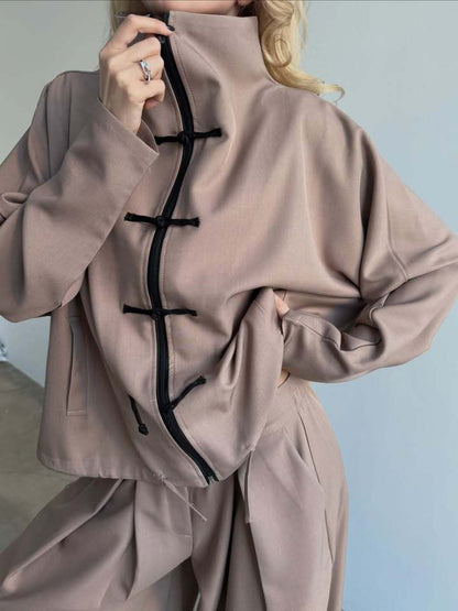 Damen Kapuzenjacke Reißverschluss Taschen