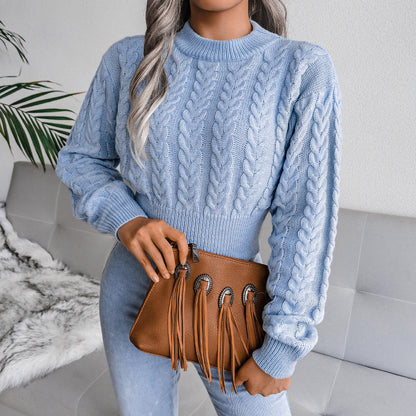 Damen Strickpullover Kuschelig Zopfmuster Tailliert Anthrazit Eveloria