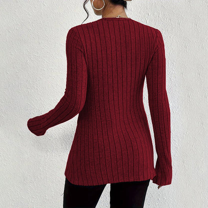 Damen Langarm Cardigan Feine Rippstruktur Elegant Eveloria