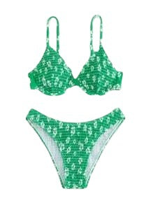 Damen Bikini Hochgeschnittener Gepolstertes Oberteil Verstellbare