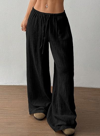 Damen Sommerhose Weite Luftdurchlässig Kordelzug Beige