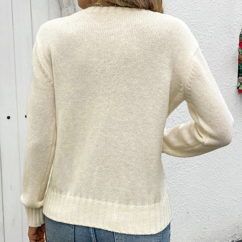 Damen Strickpullover Lochmuster Elegant Eveloria
