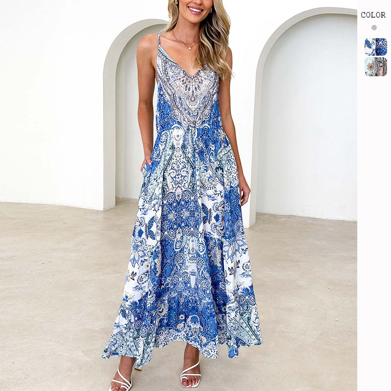 Damen Maxikleid Romantisch Muster Eveloria - Eveloria