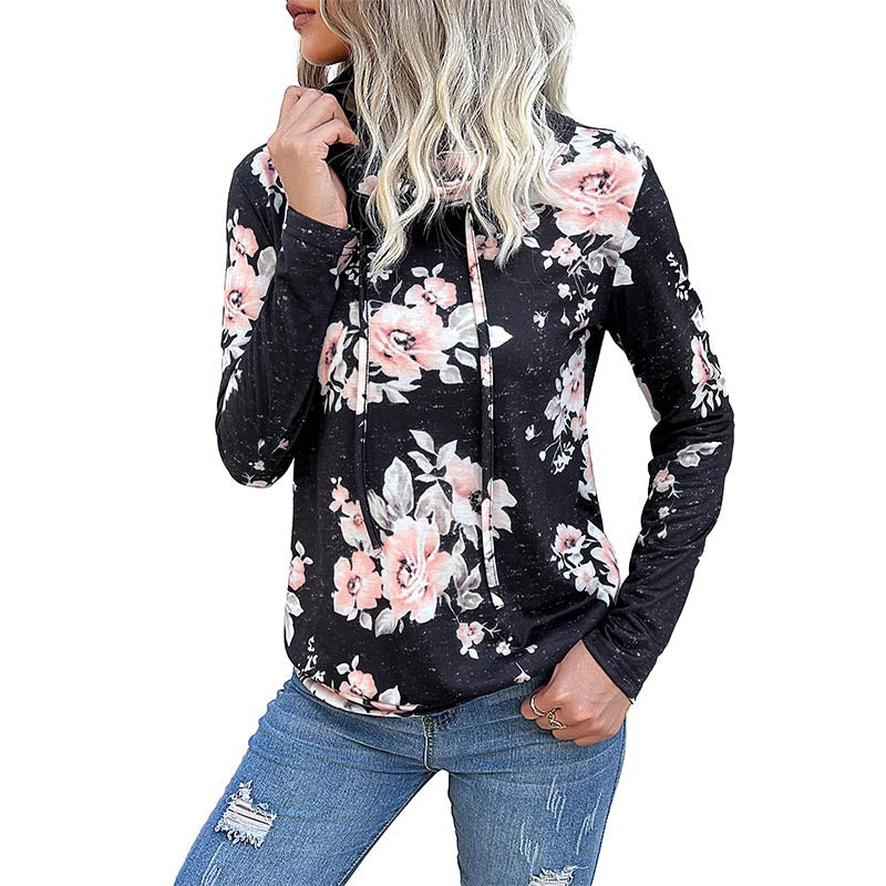 Damen Pullover Floralmuster Hochkragen Eveloria