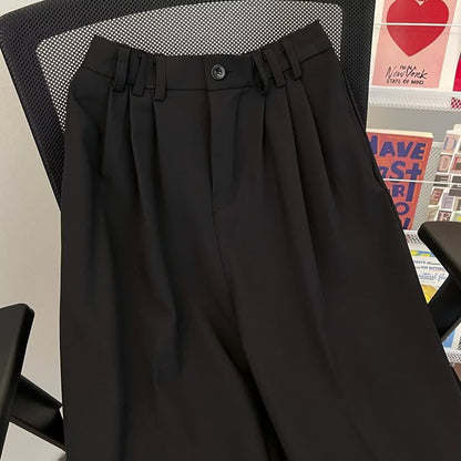 Damen High-Waist Hose Falten Weites Bein Eveloria